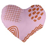Elements Scribbles Wiggly Lines Retro Vintage Large 19  Premium Flano Heart Shape Cushions