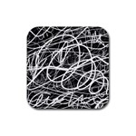 Ink Texture Colorful Blots Red Rubber Coaster (Square)