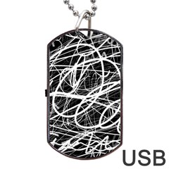 Ink Texture Colorful Blots Red Dog Tag USB Flash (Two Sides) from ZippyPress Front