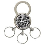 Flower Print Doodle Pattern Floral 3-Ring Key Chain