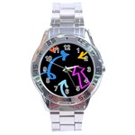 Ink Brushes Texture Grunge Stainless Steel Analogue Watch