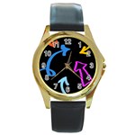 Colorful Arrows Kids Pointer Round Gold Metal Watch