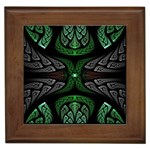 Fractal Green Black 3d Art Floral Pattern Framed Tile