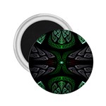 Fractal Green Black 3d Art Floral Pattern 2.25  Magnets