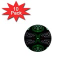 Fractal Green Black 3d Art Floral Pattern 1  Mini Magnet (10 pack) 