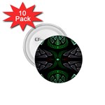 Fractal Green Black 3d Art Floral Pattern 1.75  Buttons (10 pack)