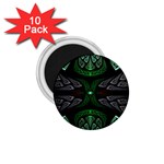 Fractal Green Black 3d Art Floral Pattern 1.75  Magnets (10 pack) 