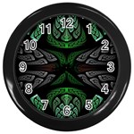 Fractal Green Black 3d Art Floral Pattern Wall Clock (Black)