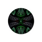 Fractal Green Black 3d Art Floral Pattern Rubber Round Coaster (4 pack)