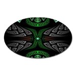 Fractal Green Black 3d Art Floral Pattern Oval Magnet