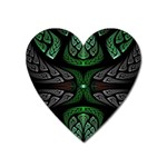 Fractal Green Black 3d Art Floral Pattern Heart Magnet
