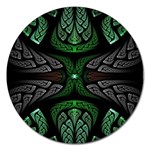 Fractal Green Black 3d Art Floral Pattern Magnet 5  (Round)