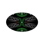 Fractal Green Black 3d Art Floral Pattern Sticker Oval (100 pack)