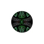 Fractal Green Black 3d Art Floral Pattern Golf Ball Marker (4 pack)