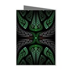 Fractal Green Black 3d Art Floral Pattern Mini Greeting Cards (Pkg of 8)