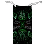 Fractal Green Black 3d Art Floral Pattern Jewelry Bag