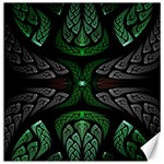 Fractal Green Black 3d Art Floral Pattern Canvas 16  x 16 