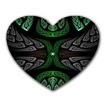 Fractal Green Black 3d Art Floral Pattern Heart Mousepad