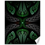 Fractal Green Black 3d Art Floral Pattern Canvas 11  x 14 