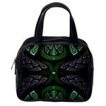 Fractal Green Black 3d Art Floral Pattern Classic Handbag (One Side)