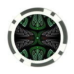 Fractal Green Black 3d Art Floral Pattern Poker Chip Card Guard (10 pack)