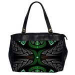 Fractal Green Black 3d Art Floral Pattern Oversize Office Handbag (2 Sides)