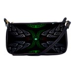 Fractal Green Black 3d Art Floral Pattern Shoulder Clutch Bag