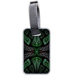 Fractal Green Black 3d Art Floral Pattern Luggage Tag (two sides)