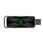Fractal Green Black 3d Art Floral Pattern Portable USB Flash (Two Sides)