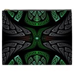 Fractal Green Black 3d Art Floral Pattern Cosmetic Bag (XXXL)
