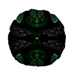 Fractal Green Black 3d Art Floral Pattern Standard 15  Premium Round Cushions