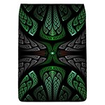 Fractal Green Black 3d Art Floral Pattern Removable Flap Cover (L)