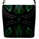Fractal Green Black 3d Art Floral Pattern Flap Closure Messenger Bag (S)