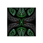 Fractal Green Black 3d Art Floral Pattern Satin Bandana Scarf 22  x 22 