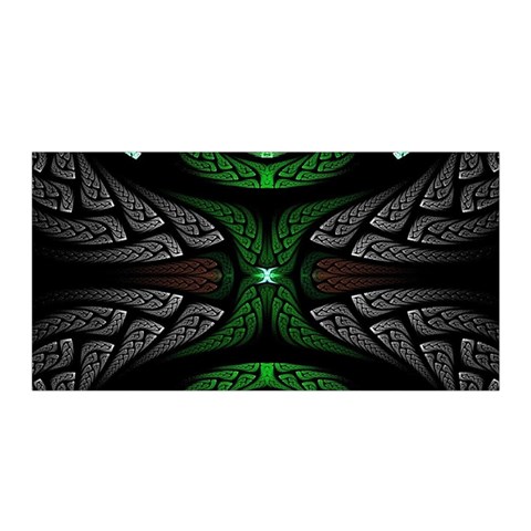 Fractal Green Black 3d Art Floral Pattern Satin Wrap 35  x 70  from ZippyPress Front