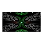 Fractal Green Black 3d Art Floral Pattern Satin Wrap 35  x 70 