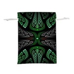 Fractal Green Black 3d Art Floral Pattern Lightweight Drawstring Pouch (S)
