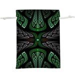 Fractal Green Black 3d Art Floral Pattern Lightweight Drawstring Pouch (XL)