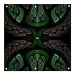 Fractal Green Black 3d Art Floral Pattern Banner and Sign 3  x 3 