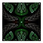 Fractal Green Black 3d Art Floral Pattern Banner and Sign 4  x 4 