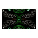 Fractal Green Black 3d Art Floral Pattern Banner and Sign 5  x 3 