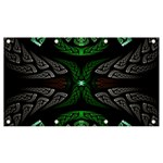Fractal Green Black 3d Art Floral Pattern Banner and Sign 7  x 4 