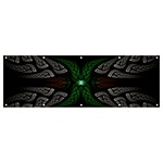 Fractal Green Black 3d Art Floral Pattern Banner and Sign 12  x 4 