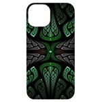 Fractal Green Black 3d Art Floral Pattern iPhone 14 Black UV Print Case