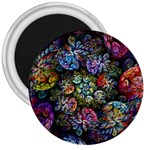 Floral Fractal 3d Art Pattern 3  Magnets