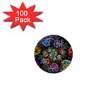 Floral Fractal 3d Art Pattern 1  Mini Buttons (100 pack) 