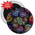 Floral Fractal 3d Art Pattern 3  Magnets (100 pack)