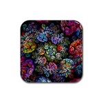 Floral Fractal 3d Art Pattern Rubber Coaster (Square)