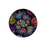 Floral Fractal 3d Art Pattern Rubber Round Coaster (4 pack)