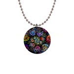 Floral Fractal 3d Art Pattern 1  Button Necklace